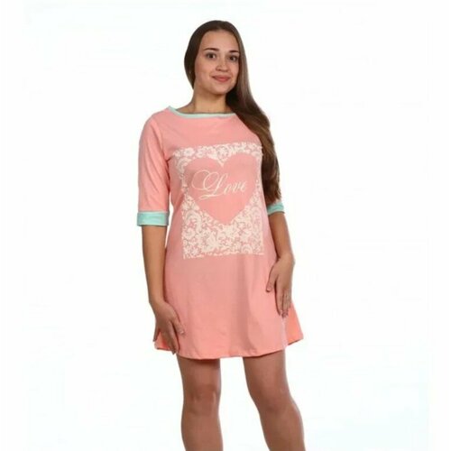 Туника , размер 52, бежевый, розовый