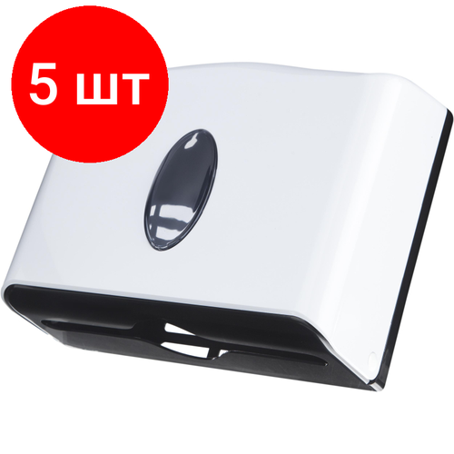 Комплект 5 штук Диспенсер для полотенец лист пластик белый M-5823B 6519₽