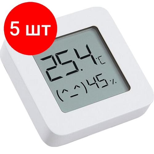 Комплект 5 штук, Датчик температуры Xiaomi Mi Temperature and Humidity Monitor 2 (NUN4126GL) htc 2 digital indoor and external temperature and humidity time clock alarm