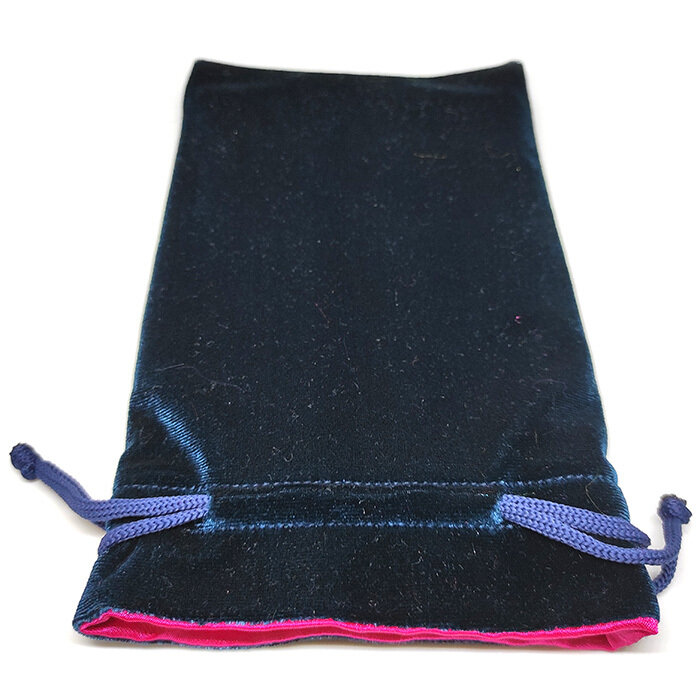 Мешочек для хранения "Макси", темно-бирюзовый с подкладкой цвета фуксии, бархат, 12 на 18,5 см