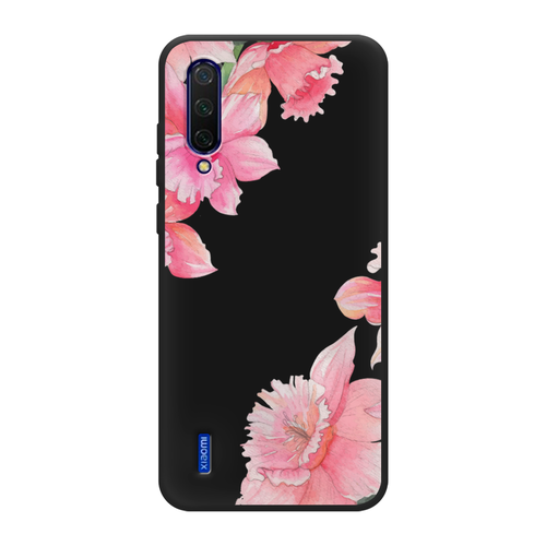 Матовый силиконовый чехол на Xiaomi Mi CC9 / Сяоми Mi CC9 Розовые цветочные уголки, черный матовый силиконовый чехол розовые цветочные уголки на xiaomi mi cc9 сяоми mi cc9