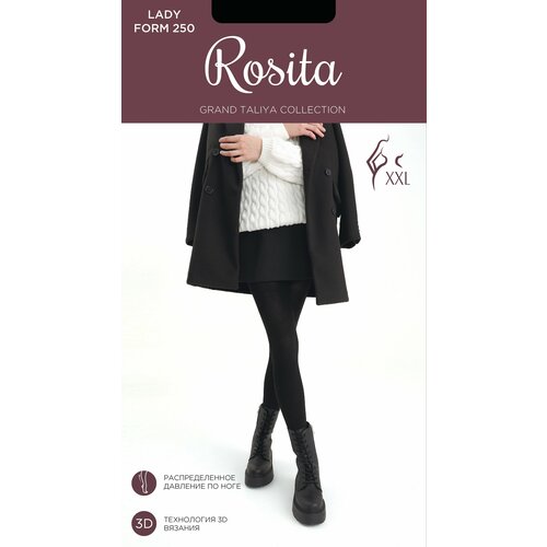 Колготки Rosita, 250 den, размер 6, черный колготки rosita колготки женские больших размеров lady form 40 телесный размер 6