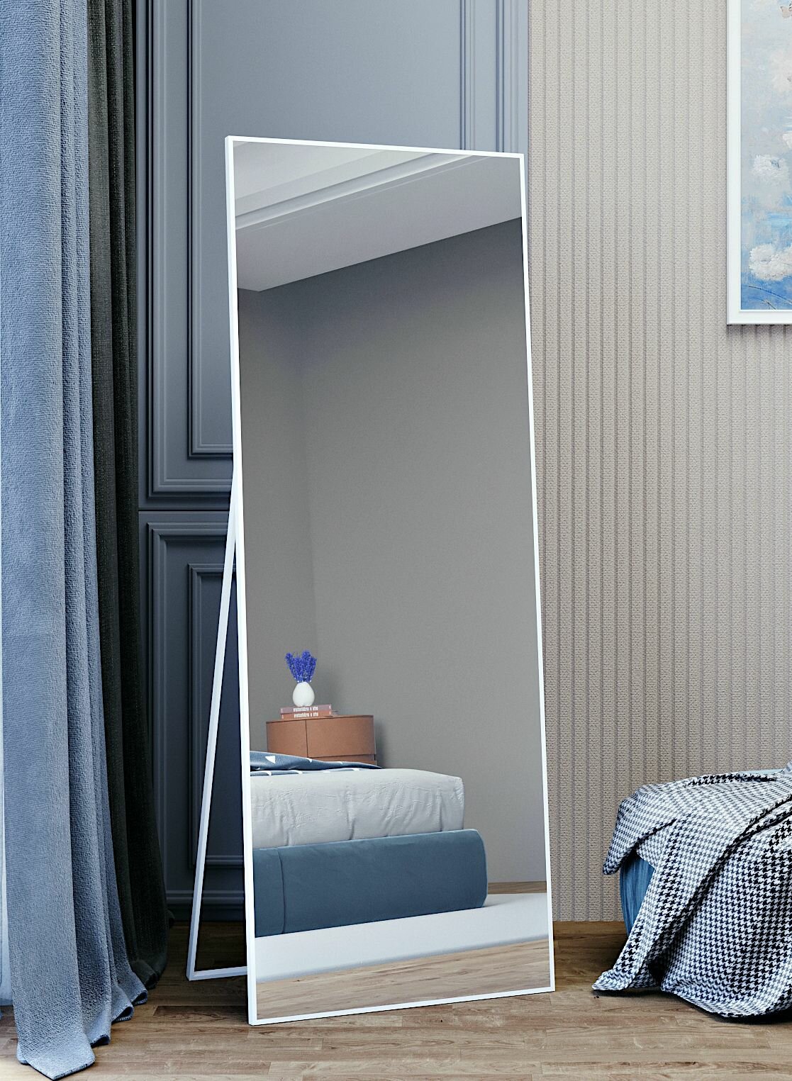 Напольное зеркало в белой раме для гардеробной или спальни TODA ALMA, 160х50 см