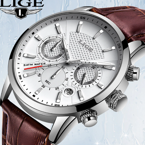 Наручные часы LIGE мужские деловые/ Часы мужские кварцевые/ Подарок, белый