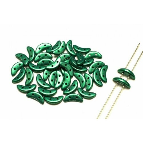 Бусины Crescent beads 10х3мм, цвет 0310-77044CR Saturated Metallic Emerald Green, 708-051, 5г (около 40 шт) катушка green apple gwhr6 051 белый синий 10 м