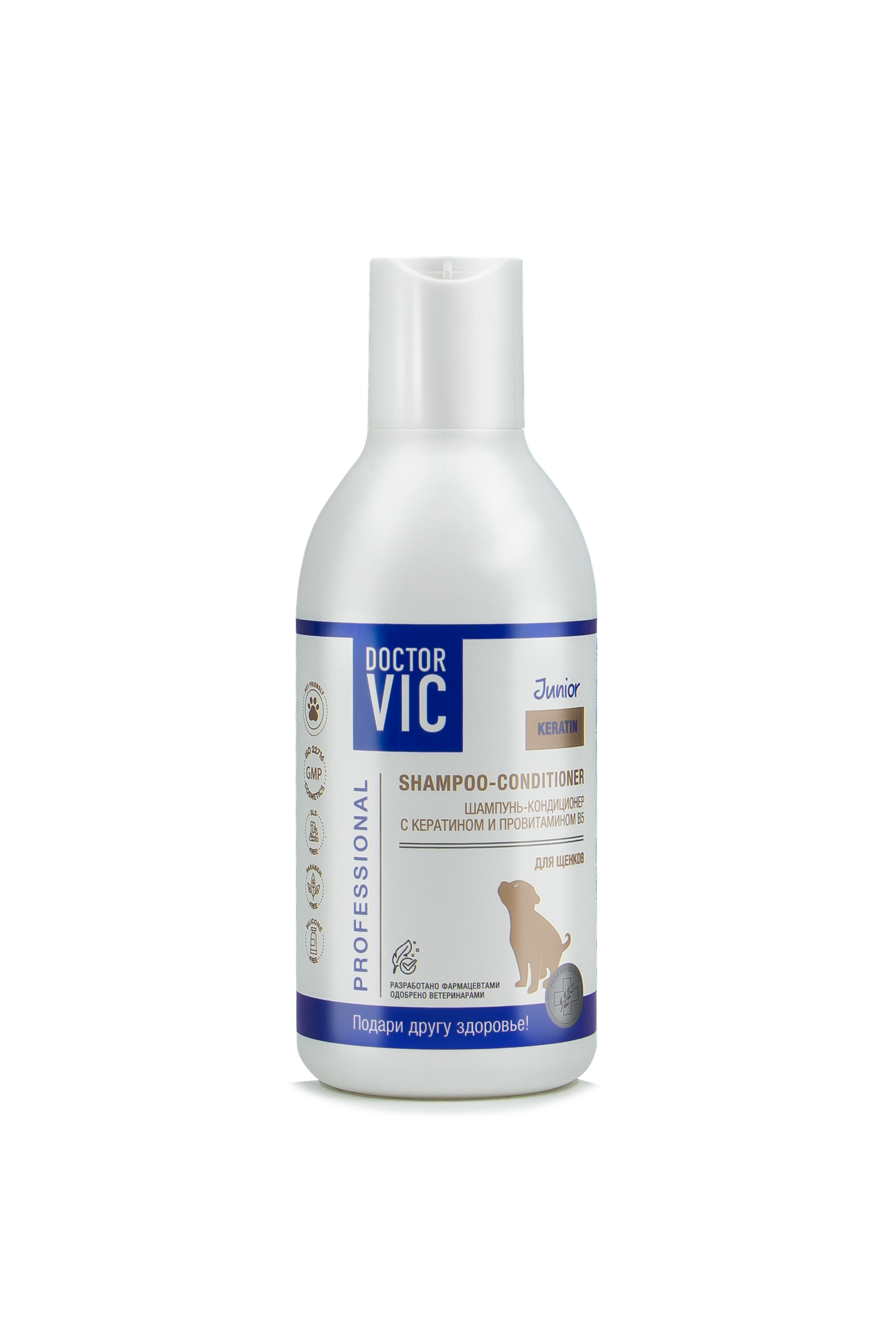 Шампунь-кондиционер для щенков Doctor VIC с кератином и провитамином В5,200 мл