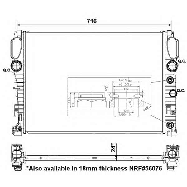 NRF 53423 (2115000102 / 2115001302 / A2115000102) радиатор охлаждения двигателя Mercedes (Мерседес) e-series 2.2d