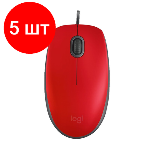 Комплект 5 штук Мышь компьютерная Logitech M110 Silent USB 910-005501910-005489 811900₽