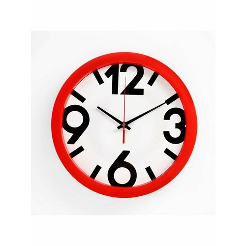 Часы настенные, серия Классика, плавный ход, d 28 см, красны