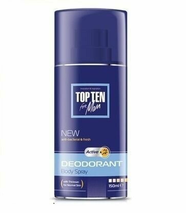 TOP TEN for Men Дезодорант-спрей ACTIVE для нормальной кожи, 150 мл