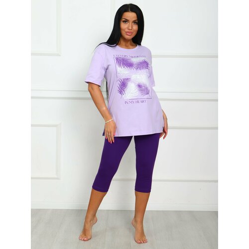 Пижама IvCapriz, размер 48, серебряный, лиловый пижама ivcapriz размер 48 фиолетовый серебряный