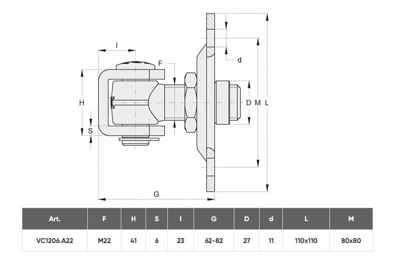 Регулируемая петля под сварку Ø 22 c площадкой - фотография № 2