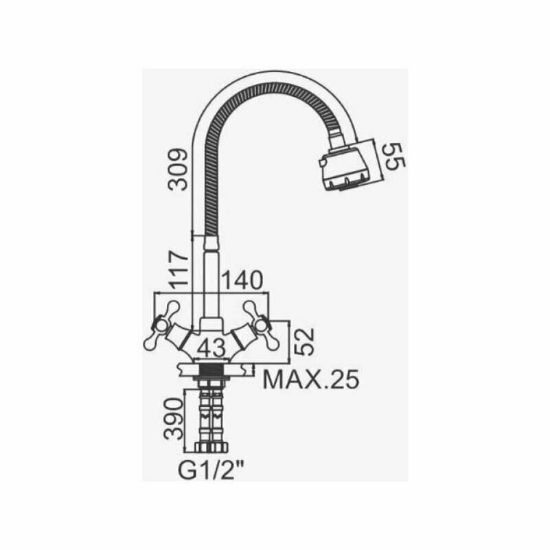 Смеситель для кухни D-Lin D153819-T гибкий излив - фото №5