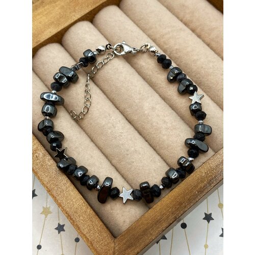 фото Браслет el tro, гематит, 1 шт., размер 18 см, размер m, серебряный