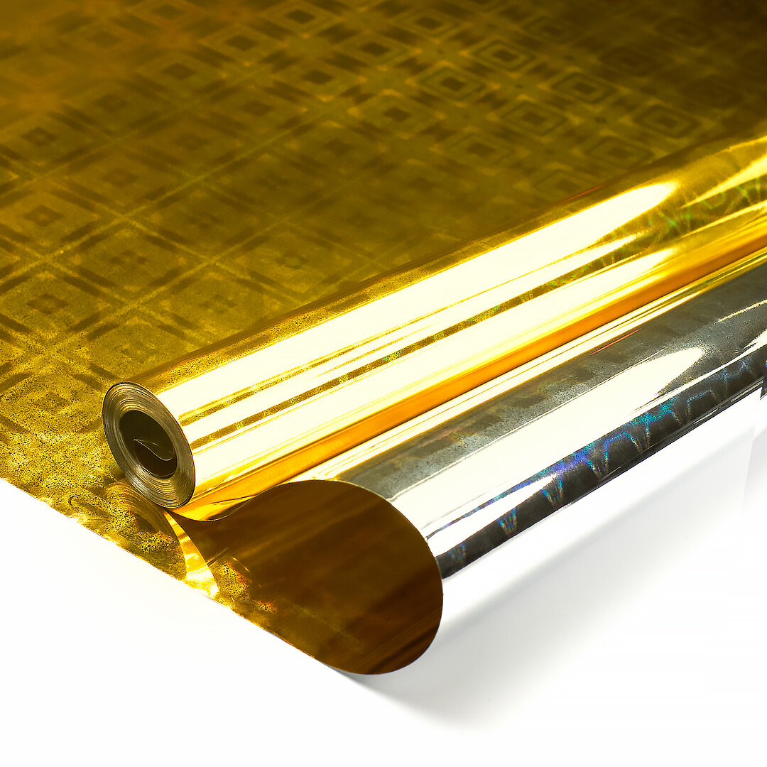 Упаковочная пленка 40мкм (0,7x8,8 м) Золото, Голография, 1 шт.