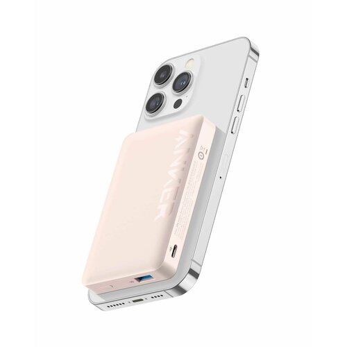 Повербанк с магнитной беспроводной зарядкой Anker 334 MagGo Battery (PowerCore 10K) 10000mAh - Розовый