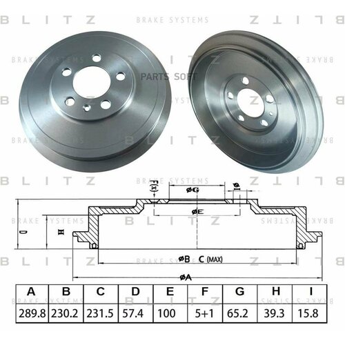 BLITZ BT0142 BT0142_барабан тормозной!\ Skoda Octavia 1.6/1.9TDi/1.9SDi 96>