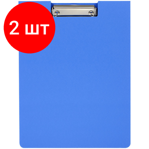 Комплект 2 шт, Папка-планшет с зажимом OfficeSpace А4, 1800мкм, пластик (полифом), синий