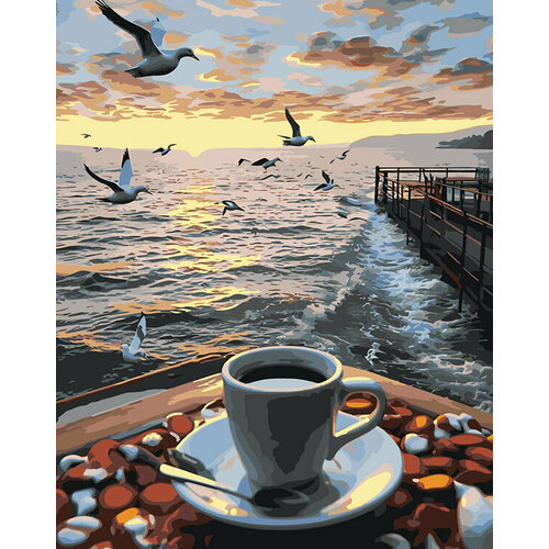 Картина по номерам на холсте Море Кофе на берегу 2 40x50 картина по номерам на холсте море корабль на волнах 2 40x50