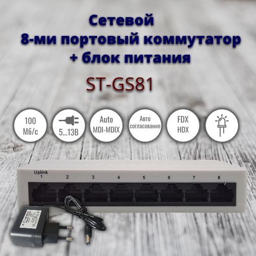 Коммутатор ST-ES81 с 8 портами и блоком питания 223000₽