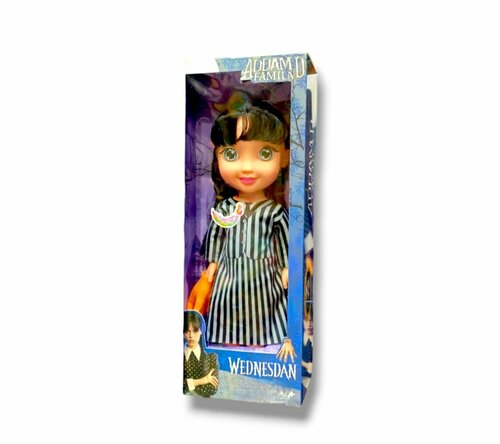 Кукла Уэнсдэй и рука(вещь) в комплекте 30 см из к/ф в полосатом платьице