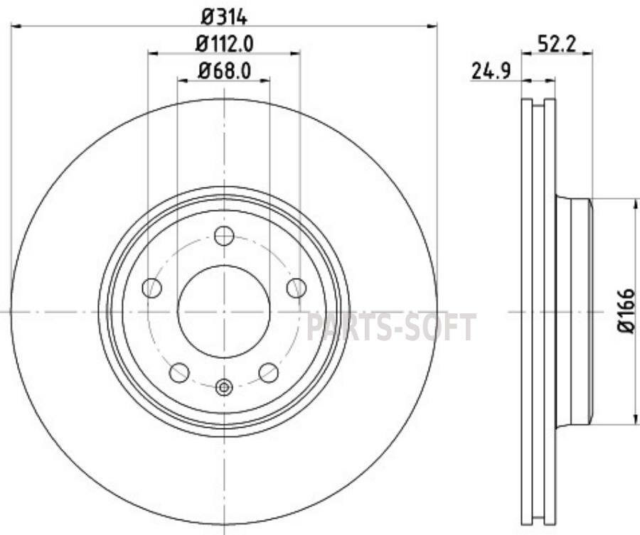 BEHR-HELLA 8DD355113-881 Тормозной диск с покрытием передняя ось