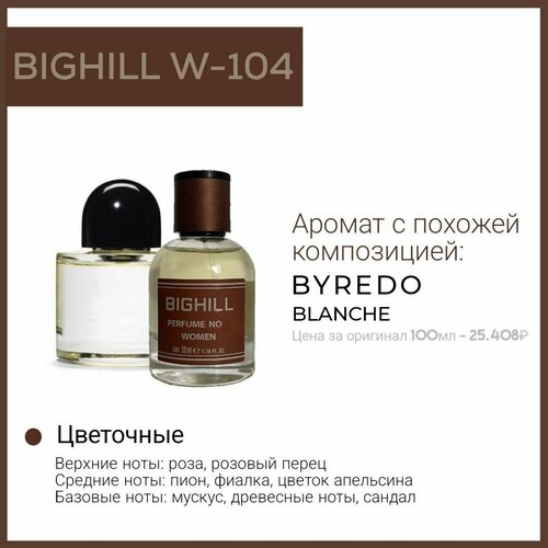 Премиальный селективный парфюм Bighill W-104 (Blanche Byredo)