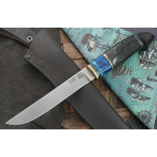 фото Мастерская сковородихина нож турист 2, сталь bohler m390, рукоять микарта/мельхиор/акриловый композит/g-10 ножевая мастерская сковородихина