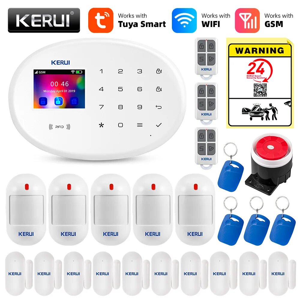 Сигнализация KERUI W202 WIFI GSM для дома KIT6 Alarm вилка ЕС