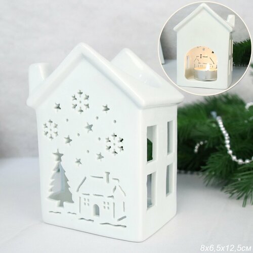 Аромалампа Домик Новый год белая 125х8х65 см 775₽