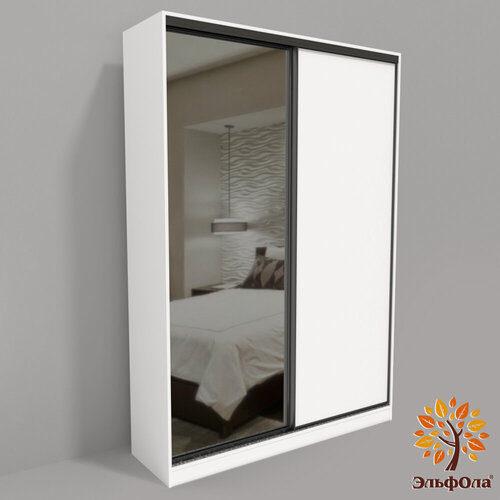 Изображение товара Шкаф-купе ЭльфОла "Гранд", 120х45х220 см, белый шагрень/черный