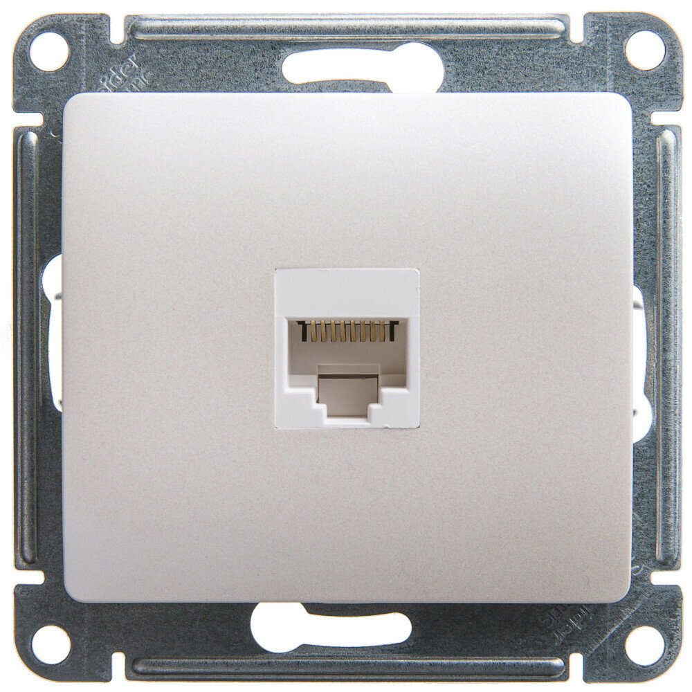 Розетка компьютерная RJ45 кат.5E Glossa, цвет перламутр