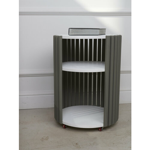 Тумба круглая на колёсиках серая 8820₽