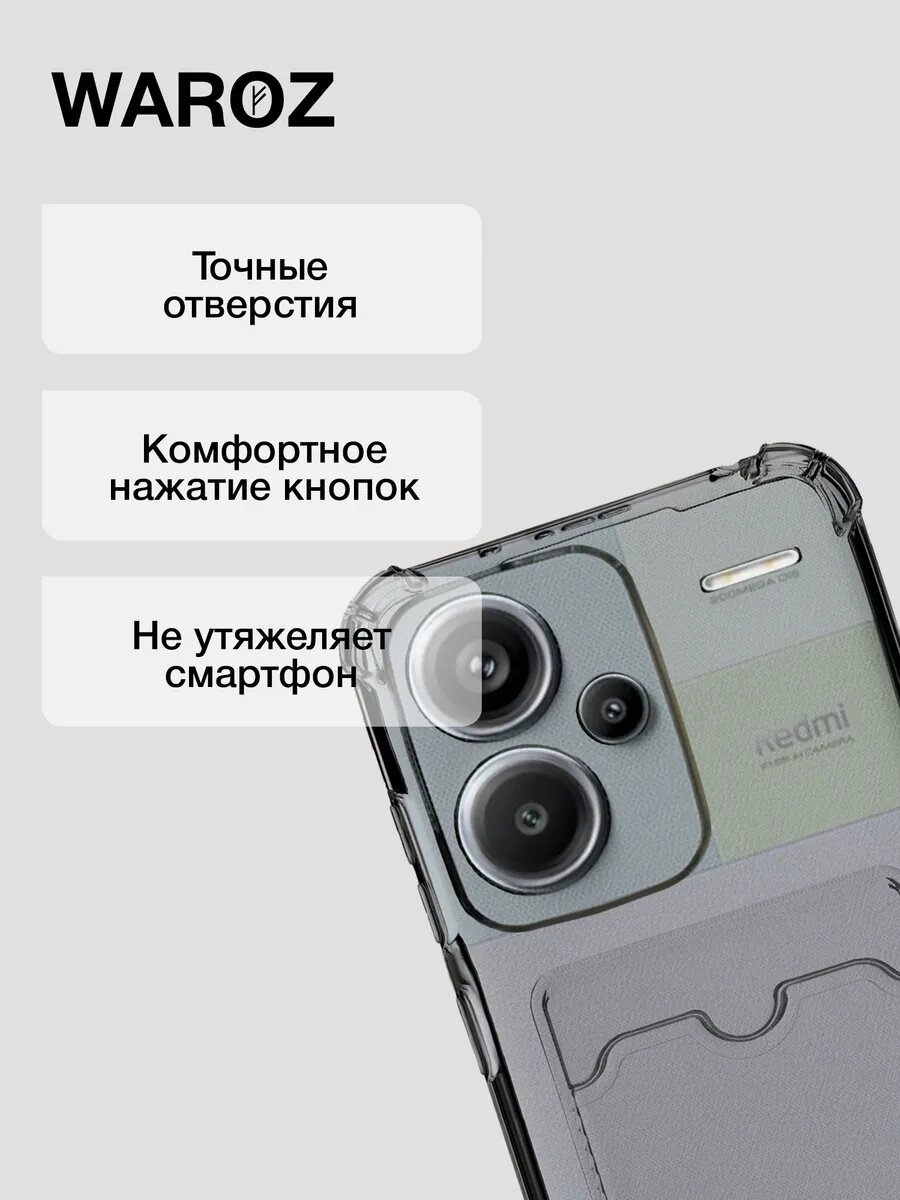 Чехол на Xiaomi Redmi Note 13 Pro+ 5G прозрачный с картой — фото 1