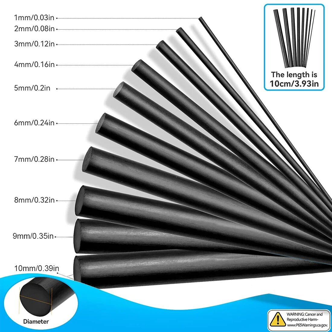 FishTrip ремкомплект для удочек из углеродного волокна 3Pcs 6mm X 10cm