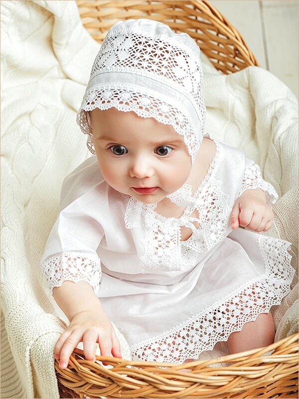 Чепчик крестильный Крестильное размер 44 белый