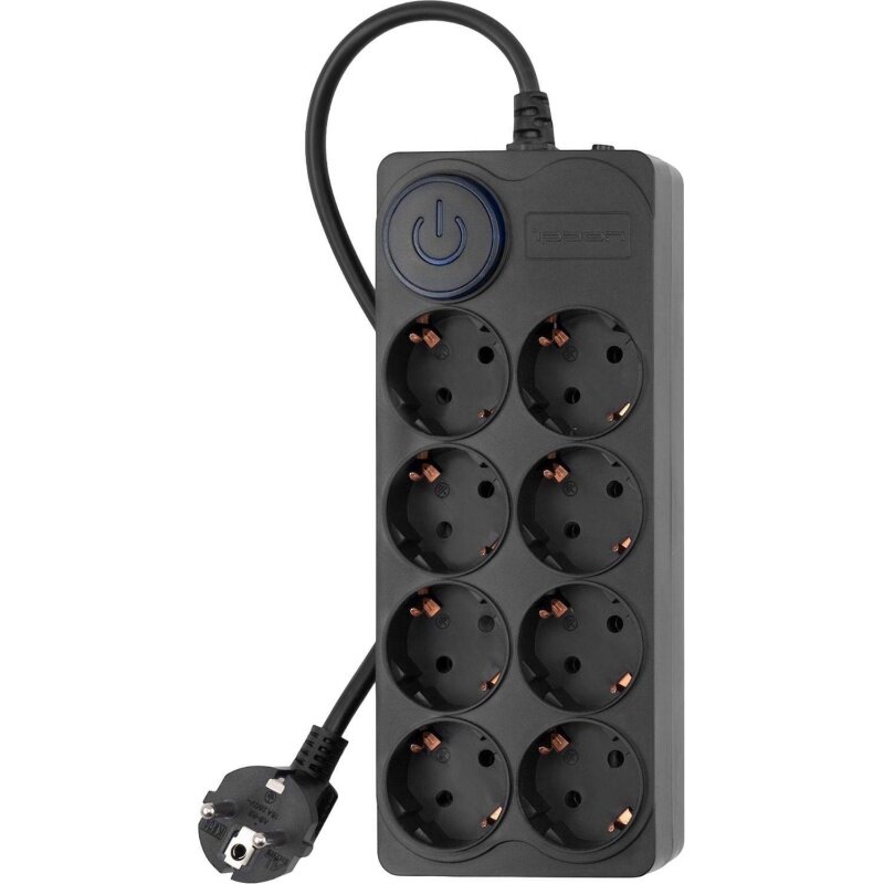 Сетевой фильтр IPPON 5 м, 8 розеток, черный, в коробке (BK-8-EU-5-16-B)