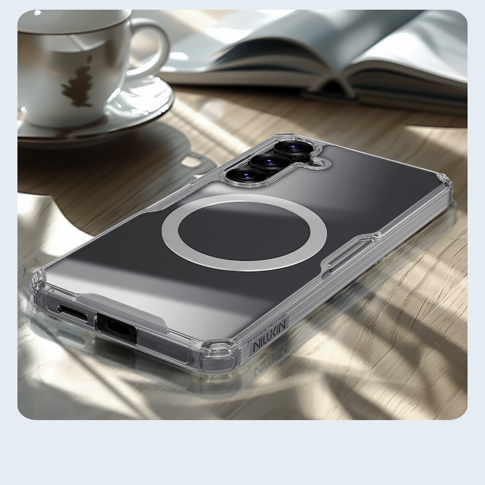 Чехол усиленный от Nillkin с поддержкой зарядки MagSafe для Samsung Galaxy S25, серия Nature TPU Pro Magnetic — фото 1