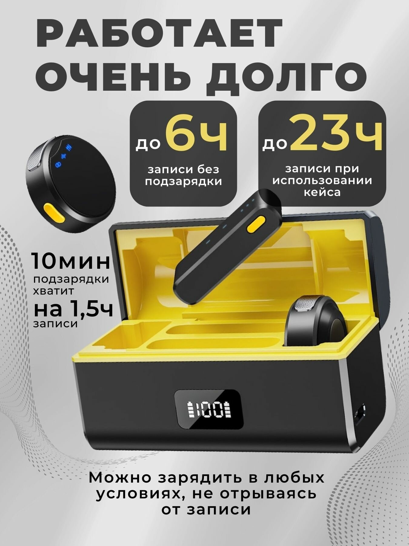 Петличный микрофон для телефона HouseUp беспроводной петличный микрофон Lightning, Type-C, 2 шт — фото 1