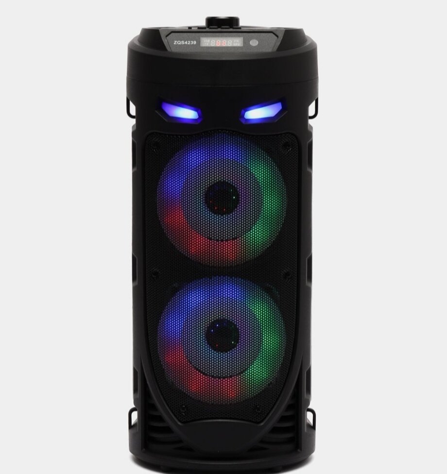 Колонка ZQS4239, беспроводная музыкальная караоке колонка с микрофоном, пультом управления и RGB подсветкой - 6