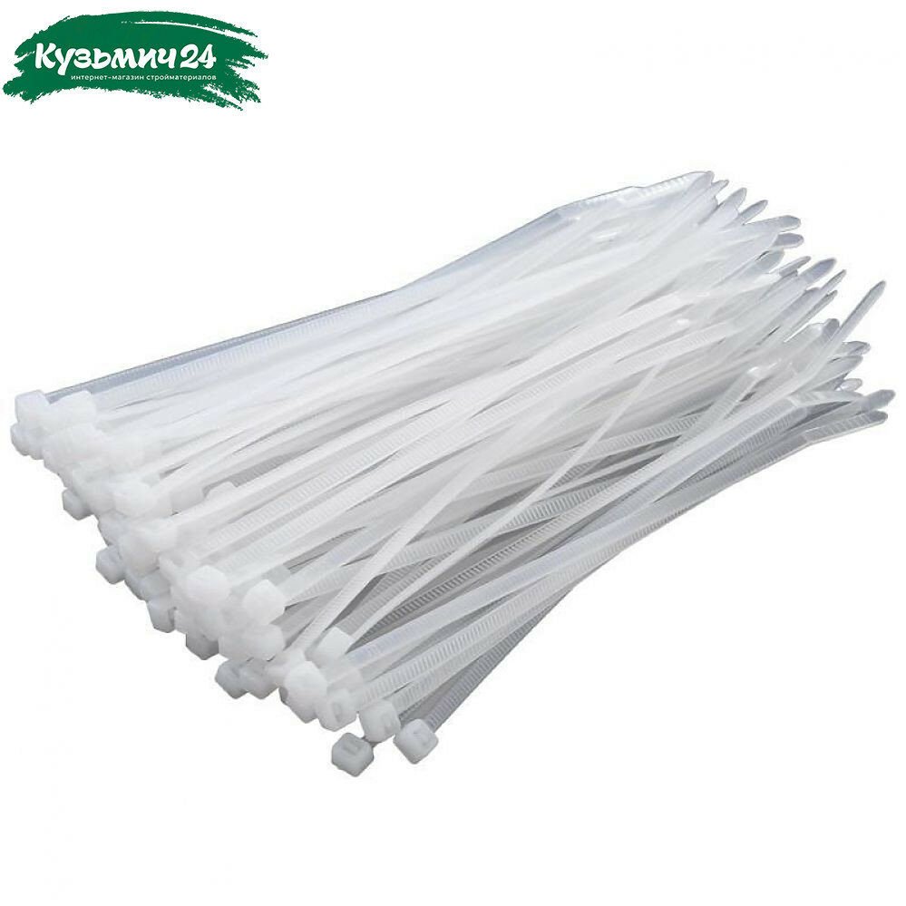 Стяжка кабельная Зубр КС-Б2 нейлон 2.5х100 мм упаковка 50 шт белый