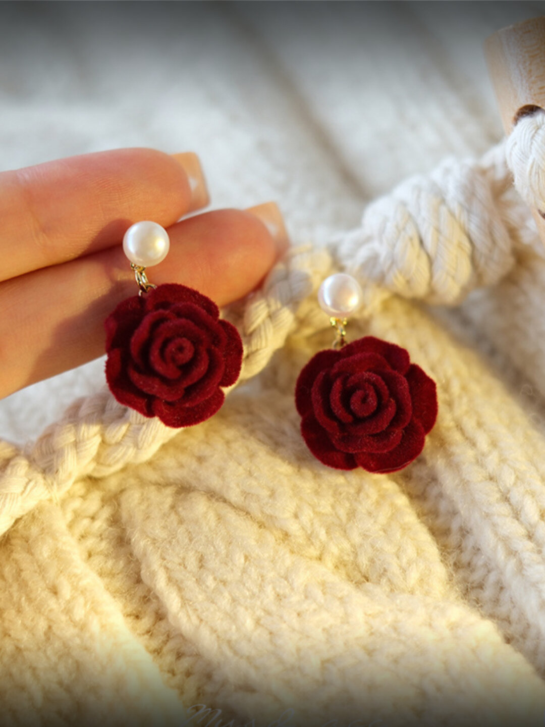 Серьги, бордовый — фото 1