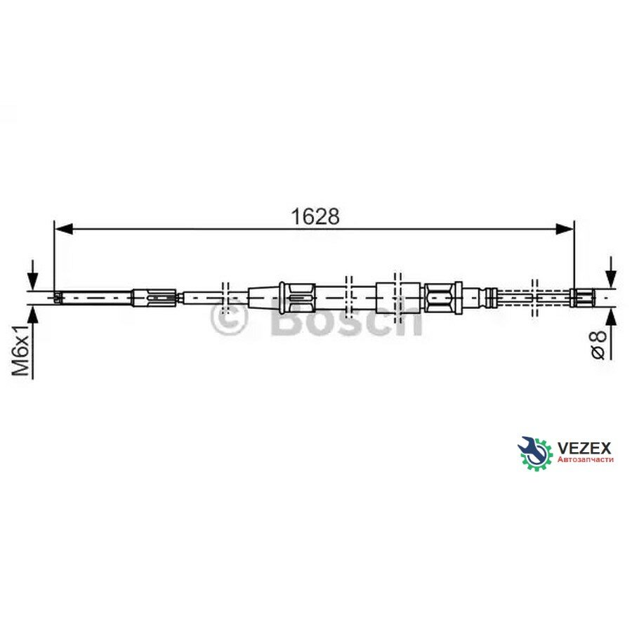 BOSCH 1987477169 трос ручника л.+п.\ VW Passat 1.6-1.9TDi 88-97drum