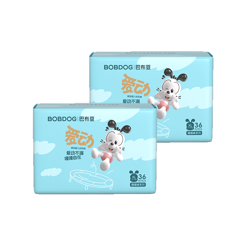 BOBDOG Активные подгузники-штаны с дышащей тканью для младенцев 11.5-14 кг, размер XL, 72 шт в упаковке
