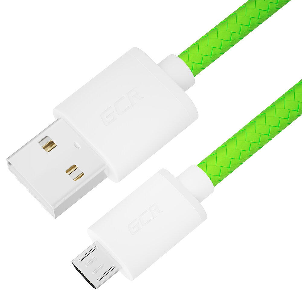 Кабель для смартфона MicroUSB нейлон быстрая зарядка 3А QC 3.0 для Samsung Huawei Xiaomi (GCR-UA39) салатовый 0.5м