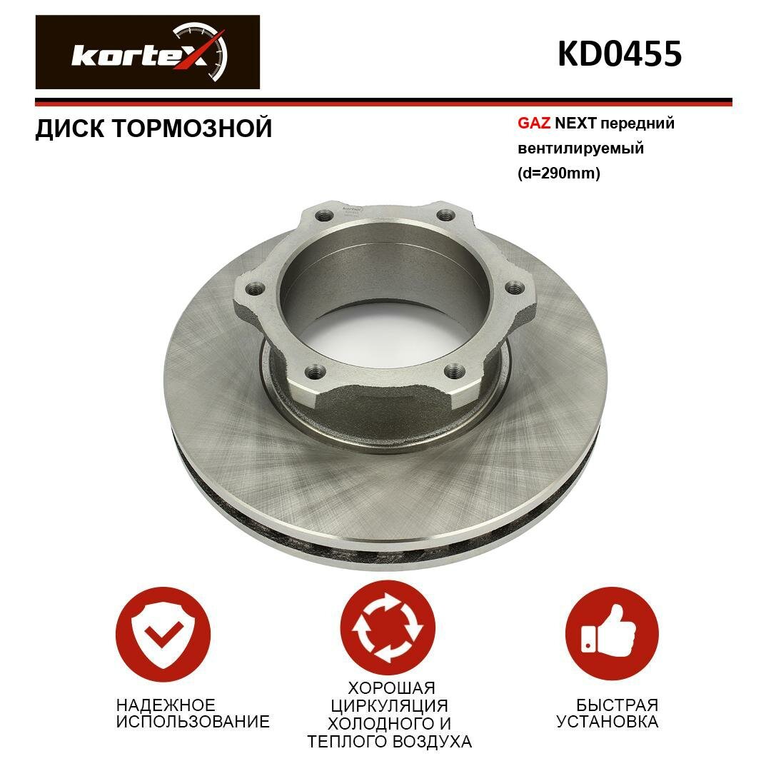 Тормозной диск Kortex для Газель Next перед. вент.(d-290mm) OEM A21R233501078, KD0455