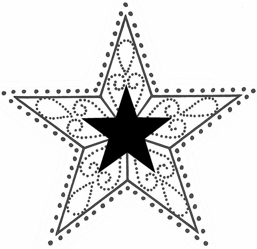 Штамп декоративный - Звезда с декором на деревянной основе 6 см 1 шт.