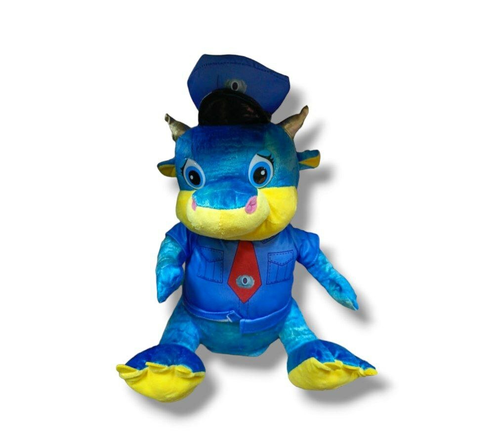 Мягкая игрушка музыкальная поющий Дракон полицейский 30 см синий