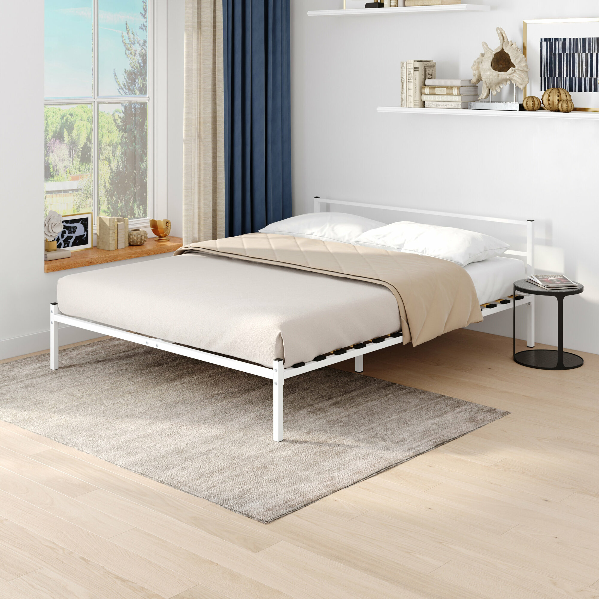 Кровать RIMINI 140х200 см, разборная, металлическая, белая