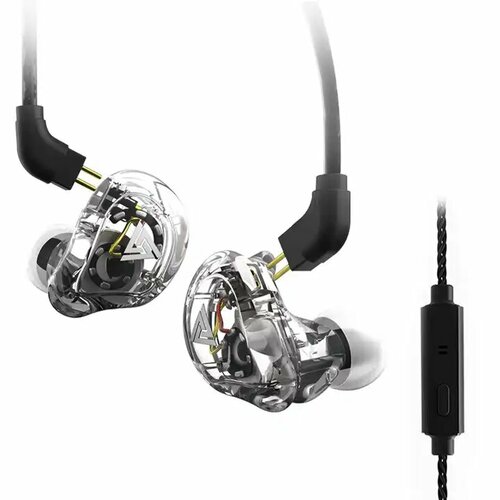 Наушники динамические QKZ-VK1 HiFi с двойной подвижной катушкой 2DD Стерео с микрофоном прозрачные 200300₽